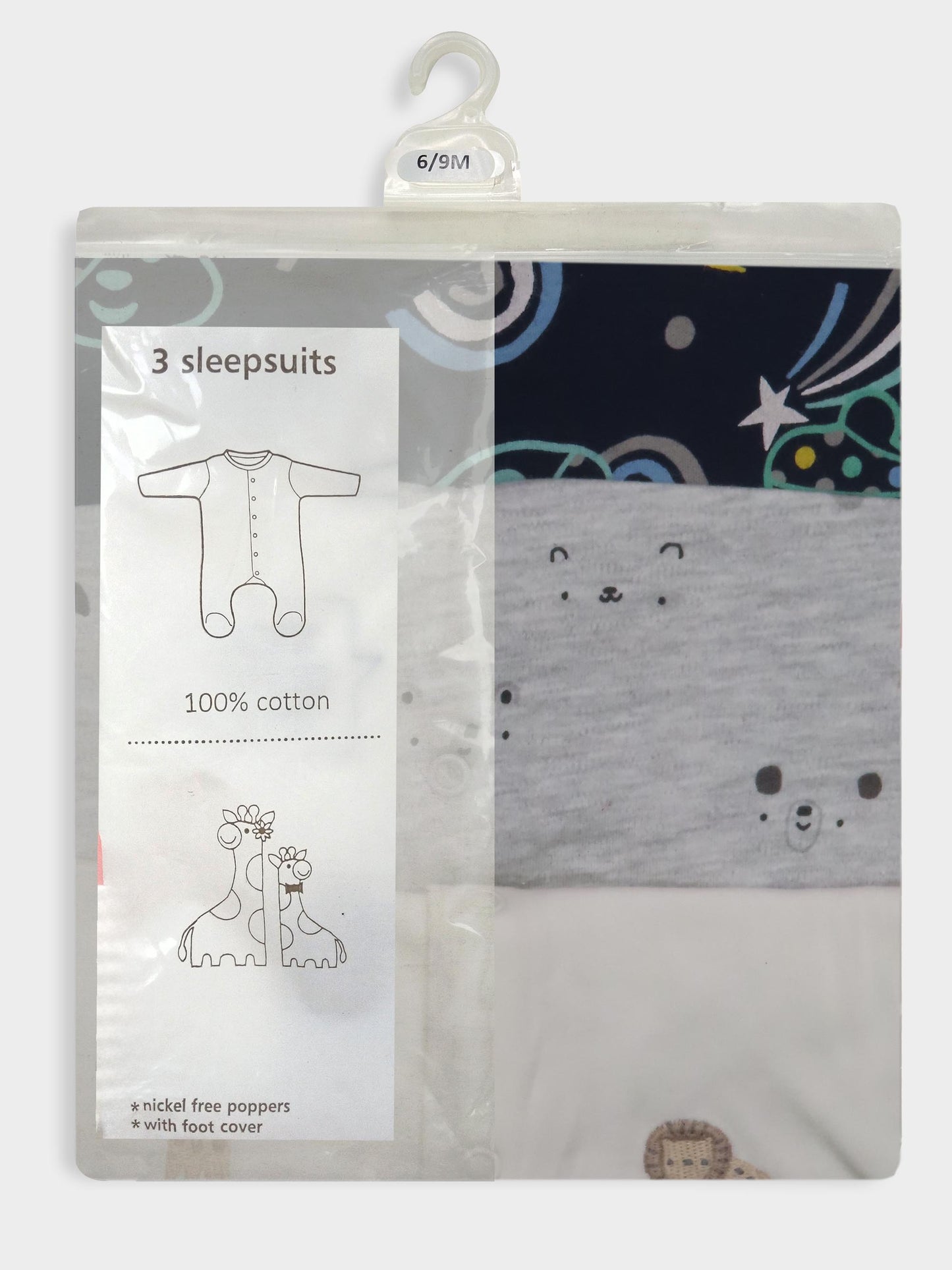Baby 3 pack Sleepsuits Assorted