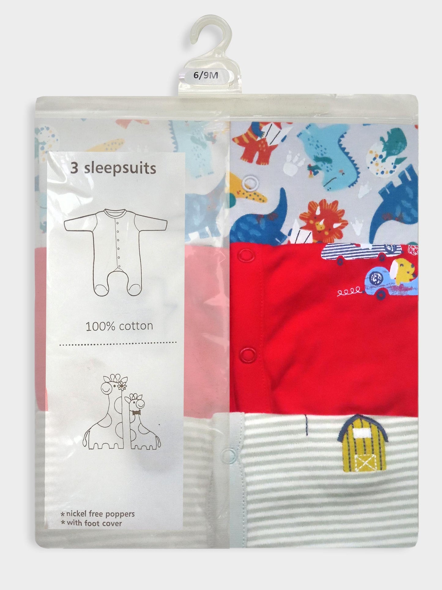 Baby 3 pack Sleepsuits Assorted