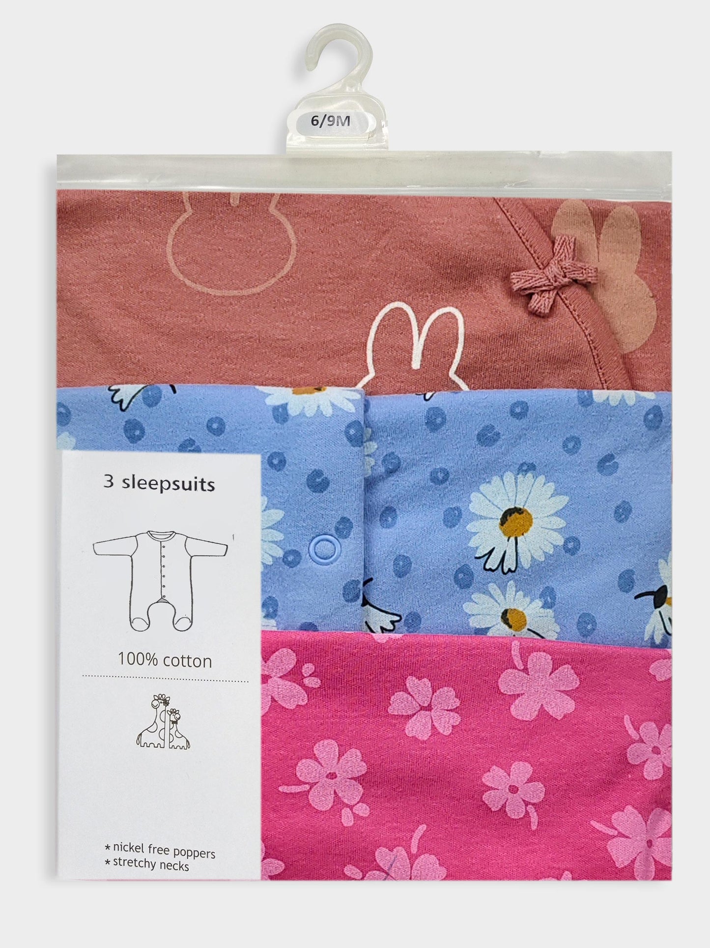 Baby 3 pack Sleepsuits Assorted