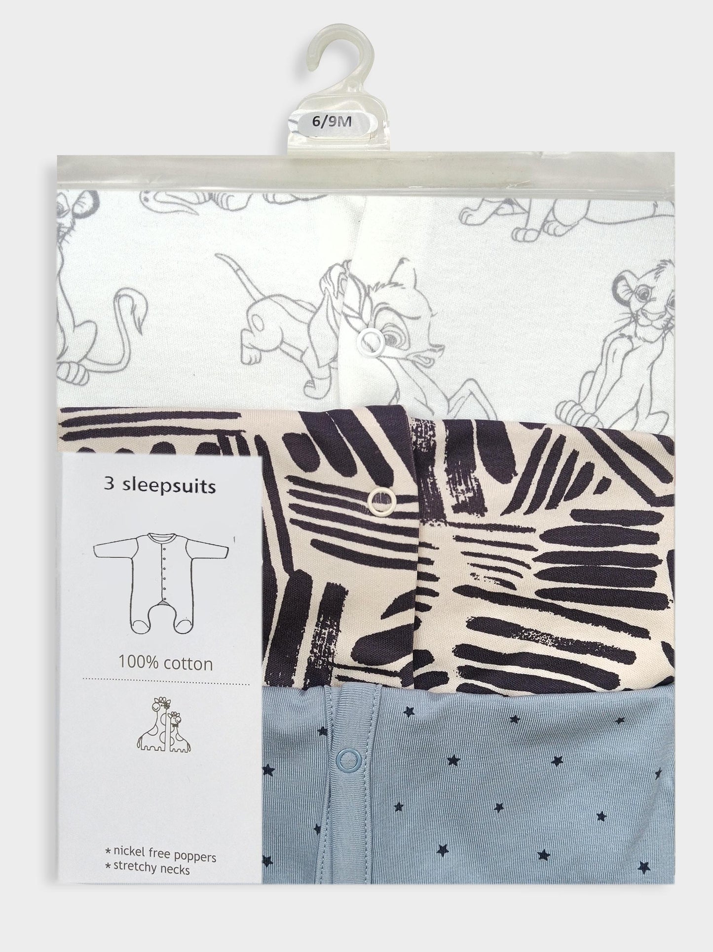 Baby 3 pack Sleepsuits Assorted