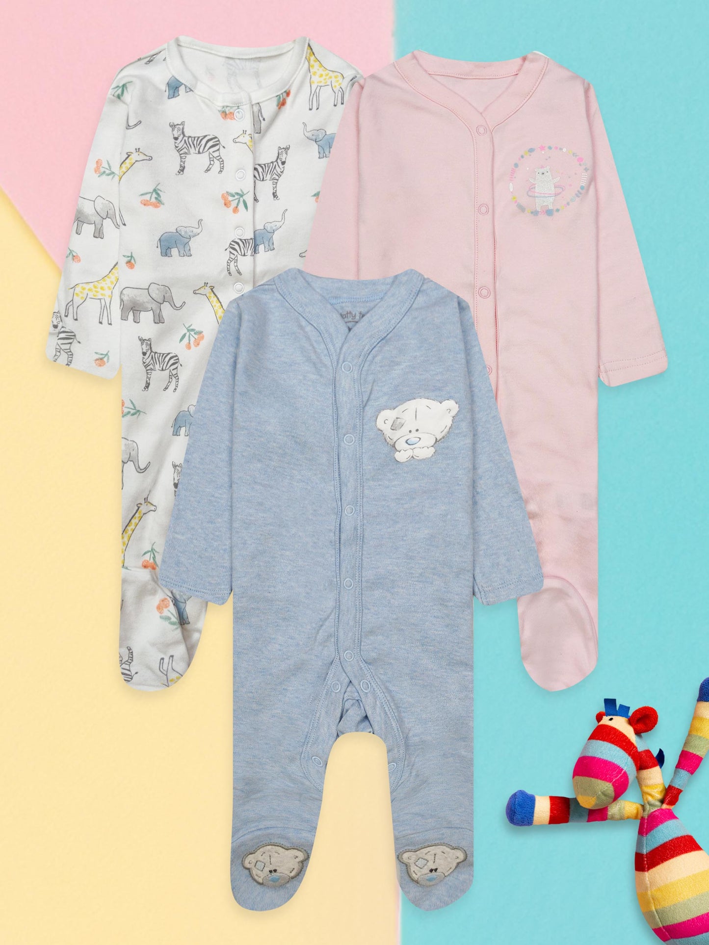 Baby 3 pack Sleepsuits Assorted