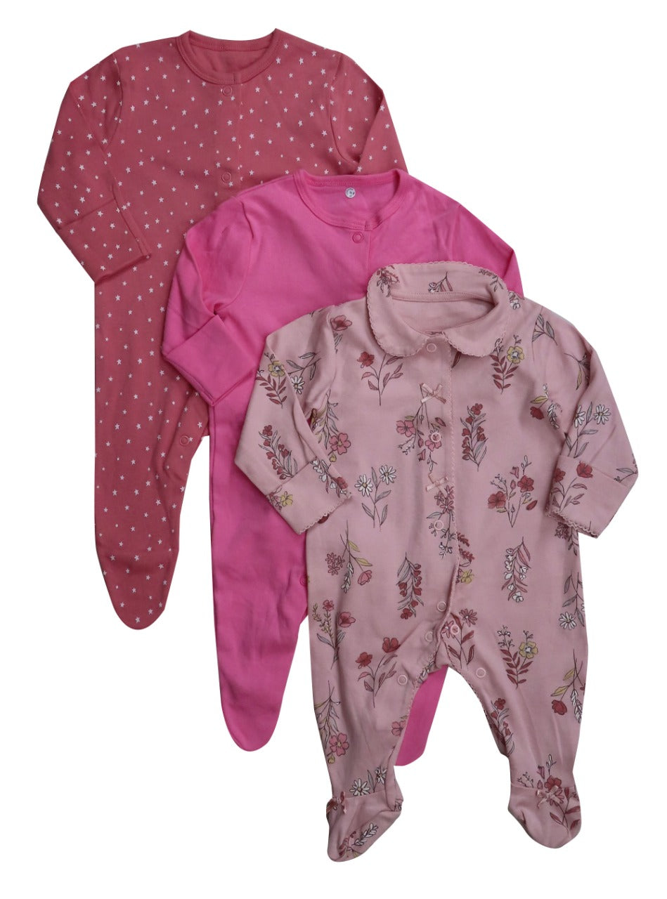 Baby 3 pack Sleepsuits Assorted