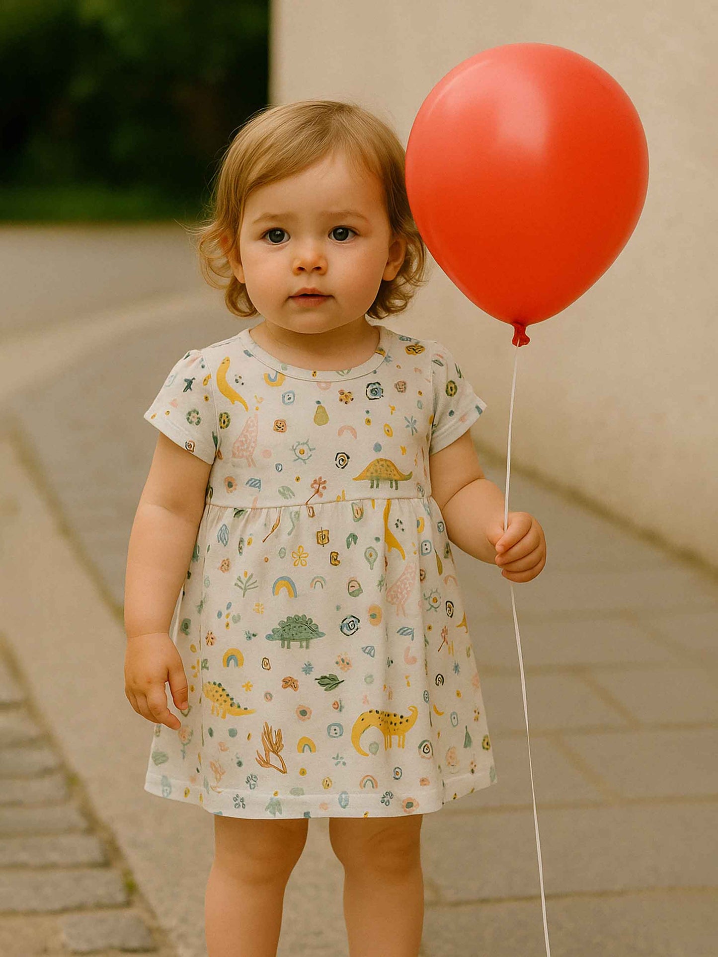 Baby Girls Printed Knit Dress Grey AOP