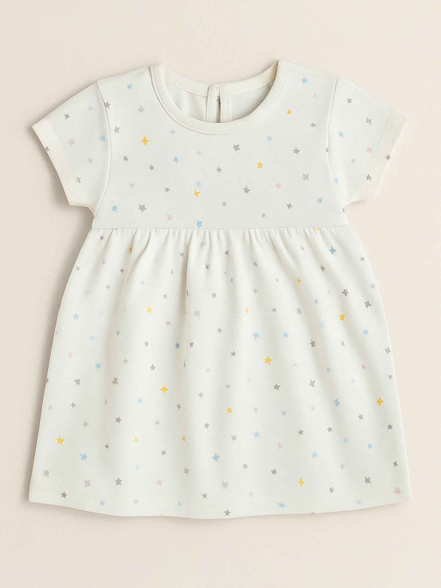 Baby Girls Printed Knit Dress Off White