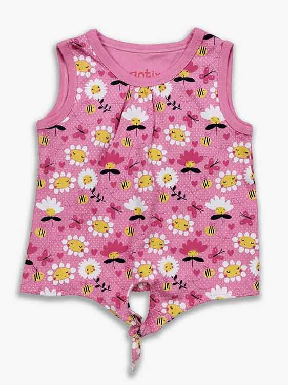 Baby Girls Tie Feature Top