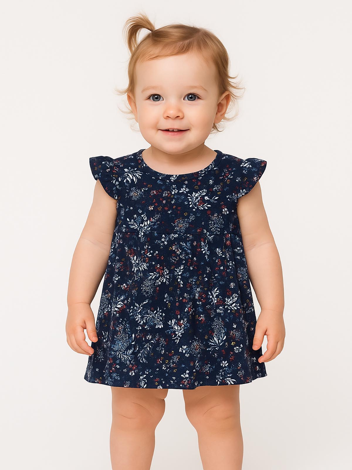 Baby Girls Black Floral Knit Dress
