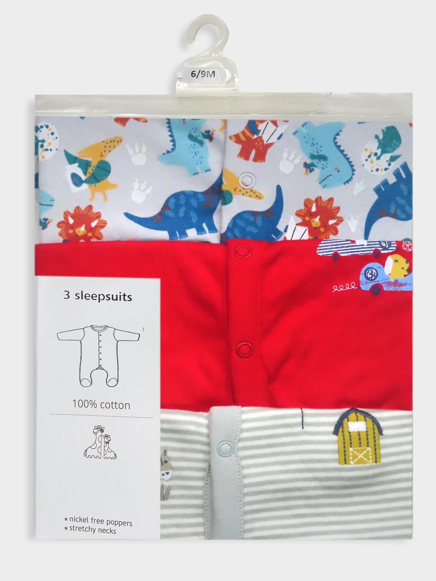 Baby 3 pack Sleepsuits Assorted