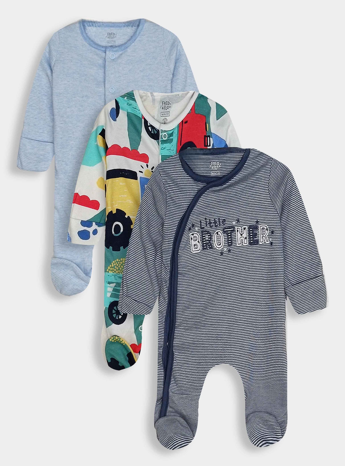 Baby 3 pack Sleepsuits Assorted