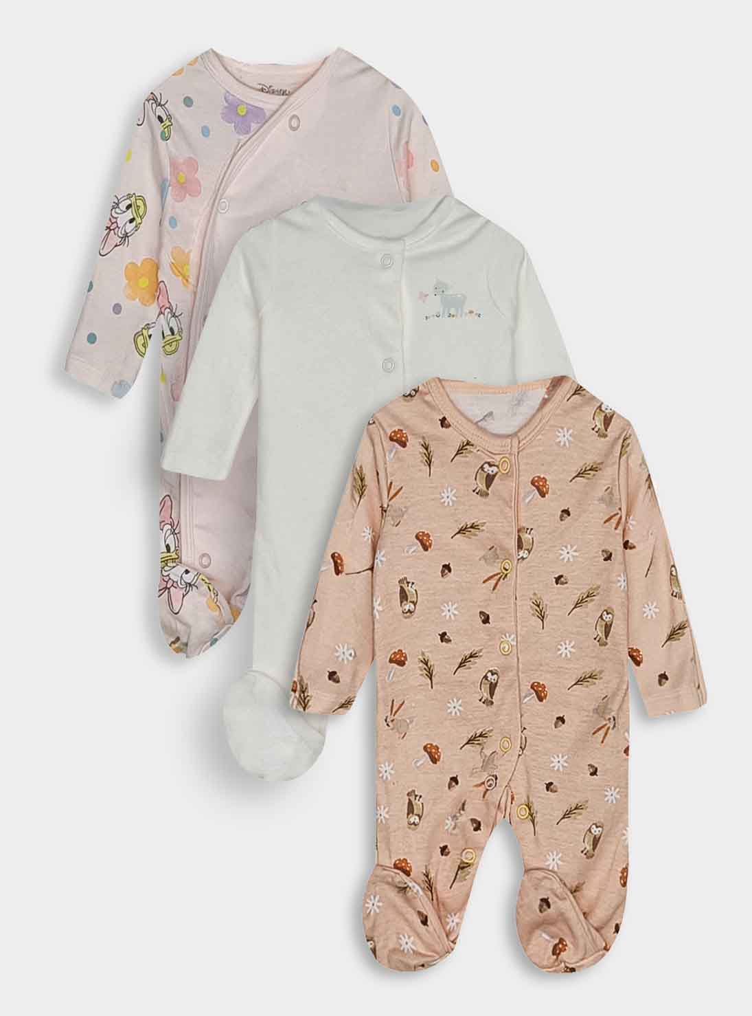 Baby 3 pack Sleepsuits Assorted