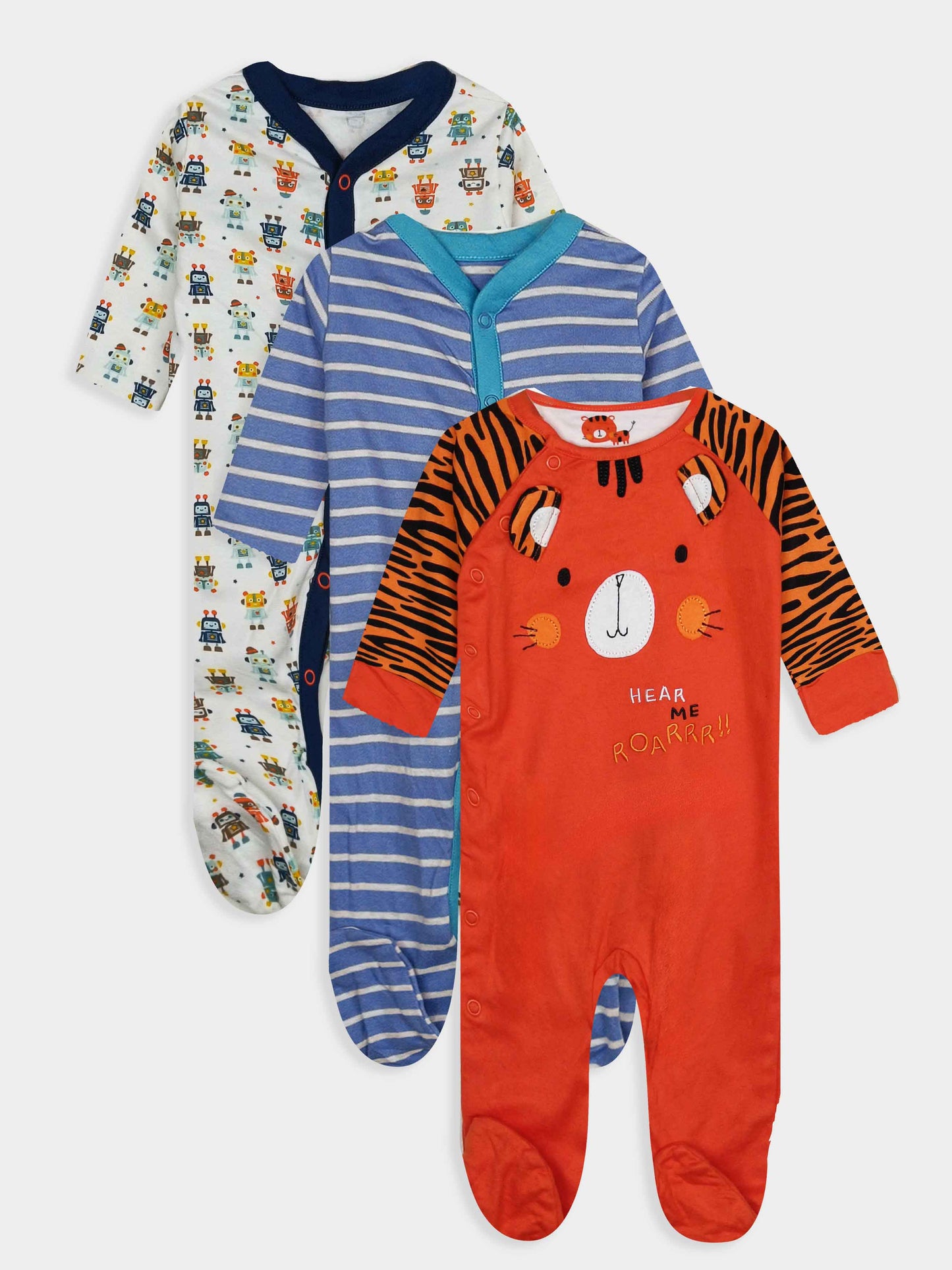 Baby 3 pack Sleepsuits Assorted