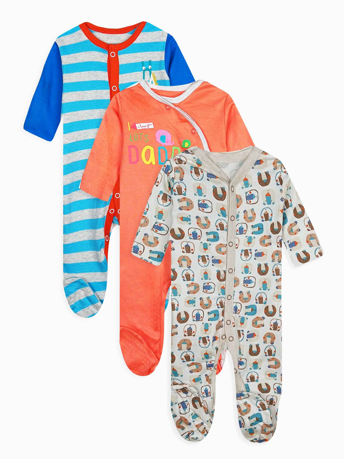 Baby 3 pack Sleepsuits Assorted