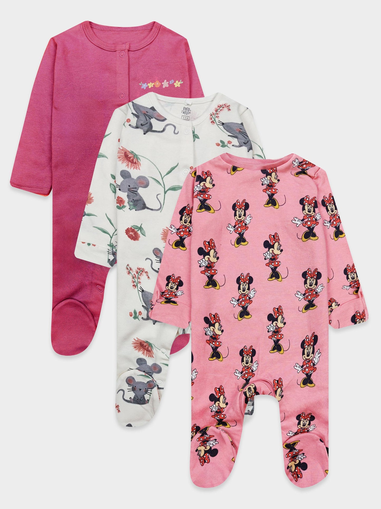 Baby 3Pk Sleepsuits Character Brands