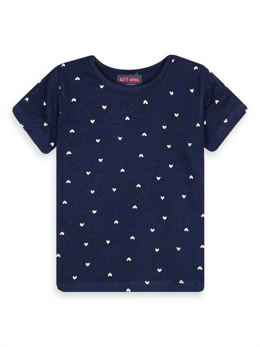 Baby Girls Printed Navy Top