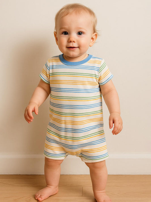 Baby Boy Printed Stripes Playsuits