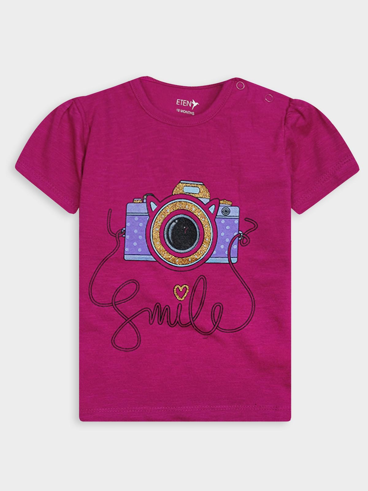 Baby Girls Printed Fuschia T-Shirt