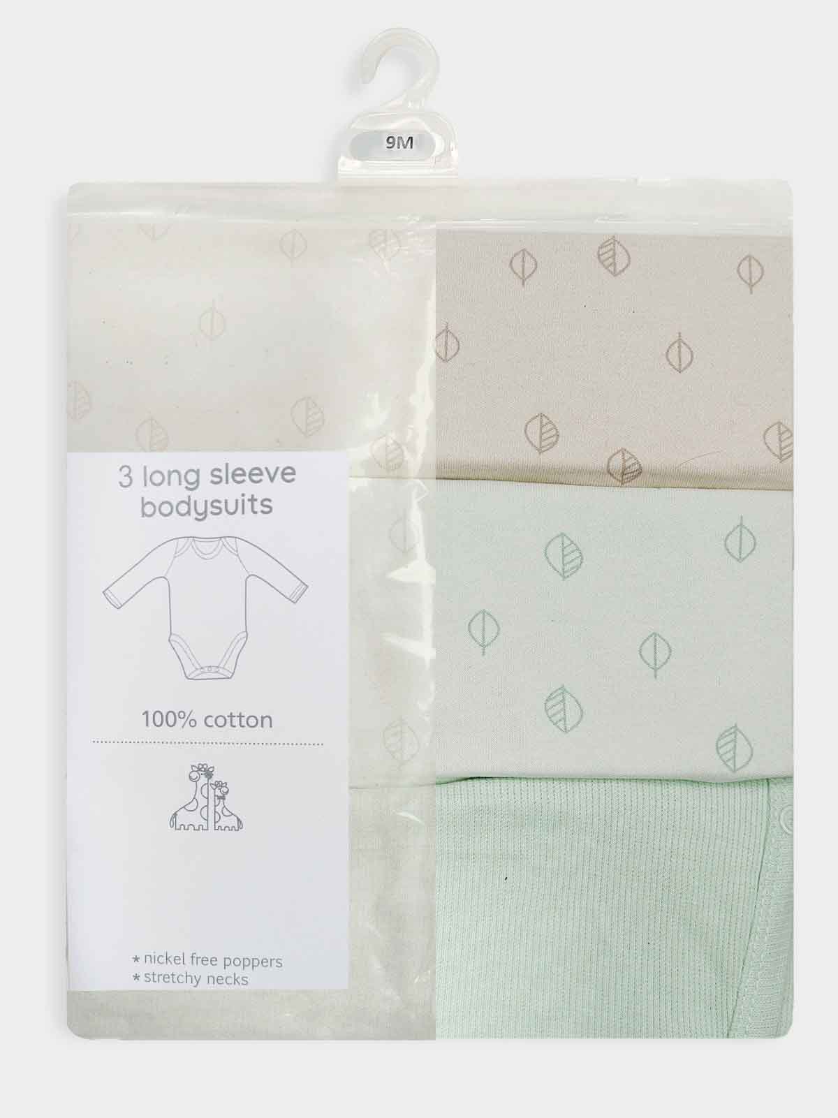Baby 3 Pack Long Sleeve Bodysuits Mixed