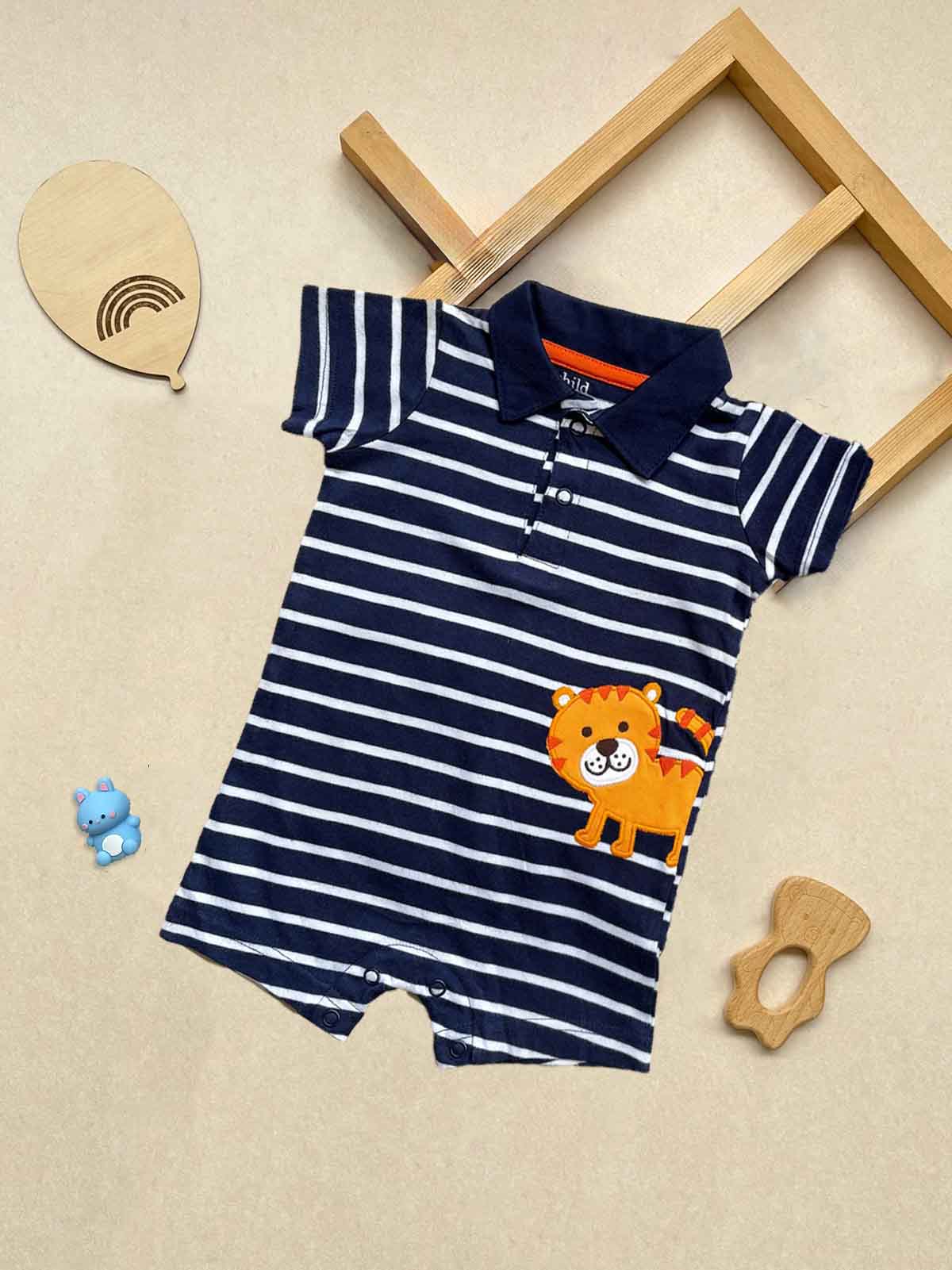 Baby Striped n Applique Playsuit