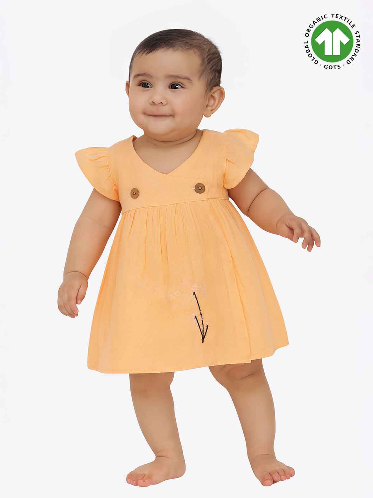 Baby Girls Muslin Frill Orange Frock