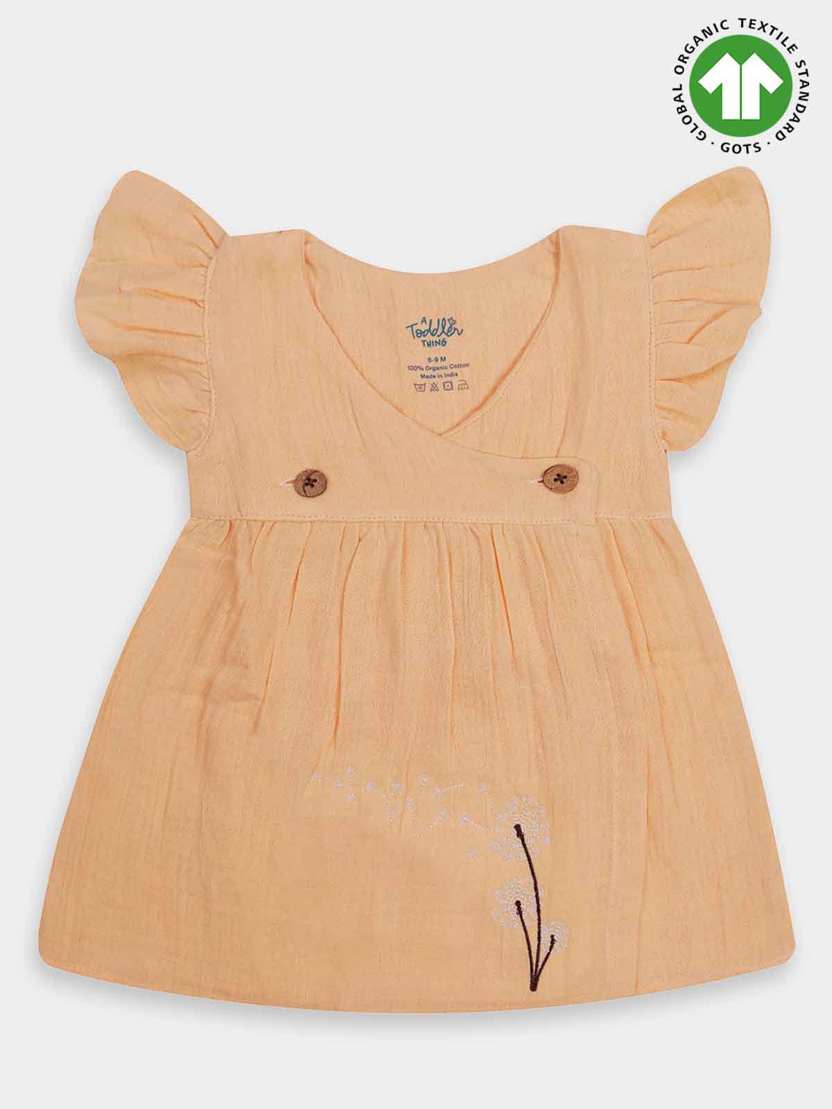 Baby Girls Muslin Frill Orange Frock