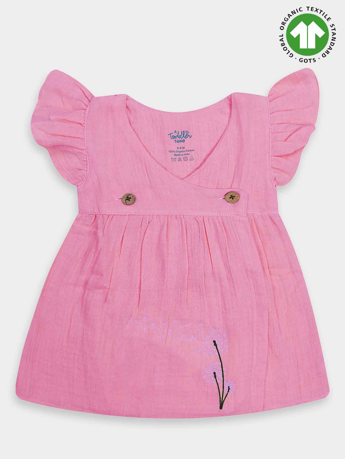 Baby Girls Muslin Frill Pink Frock