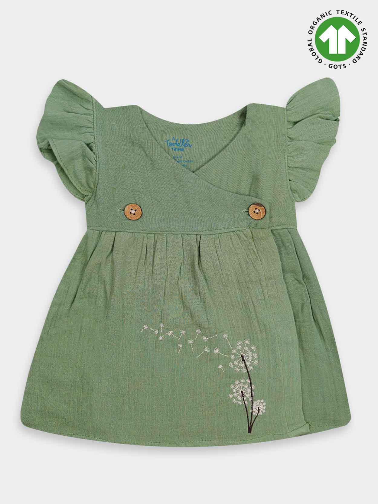 Baby Girls Muslin Frill Green Frock