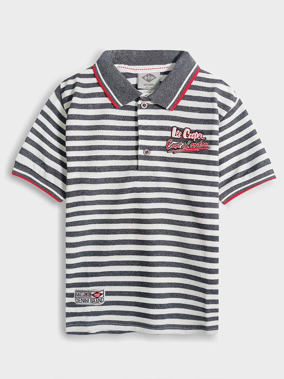 Baby Boys Grey Striped Polo