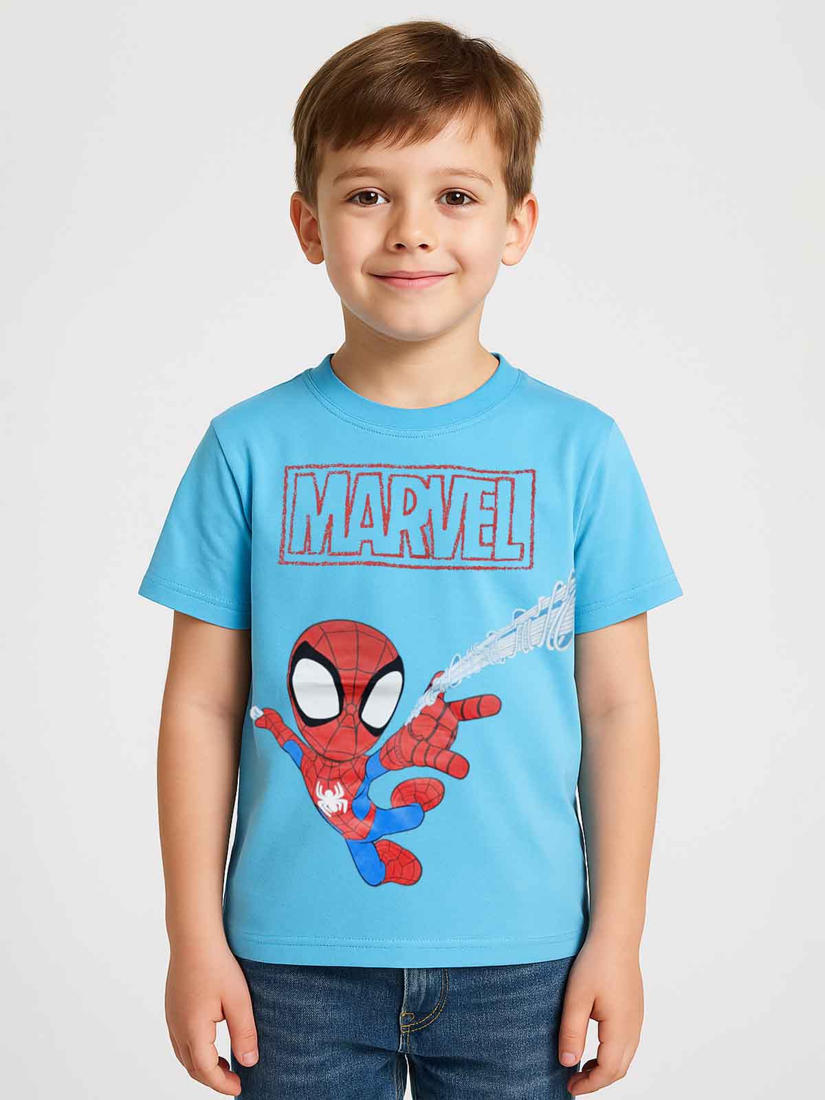 Boys Spider-Man Printed Blue T-Shirt