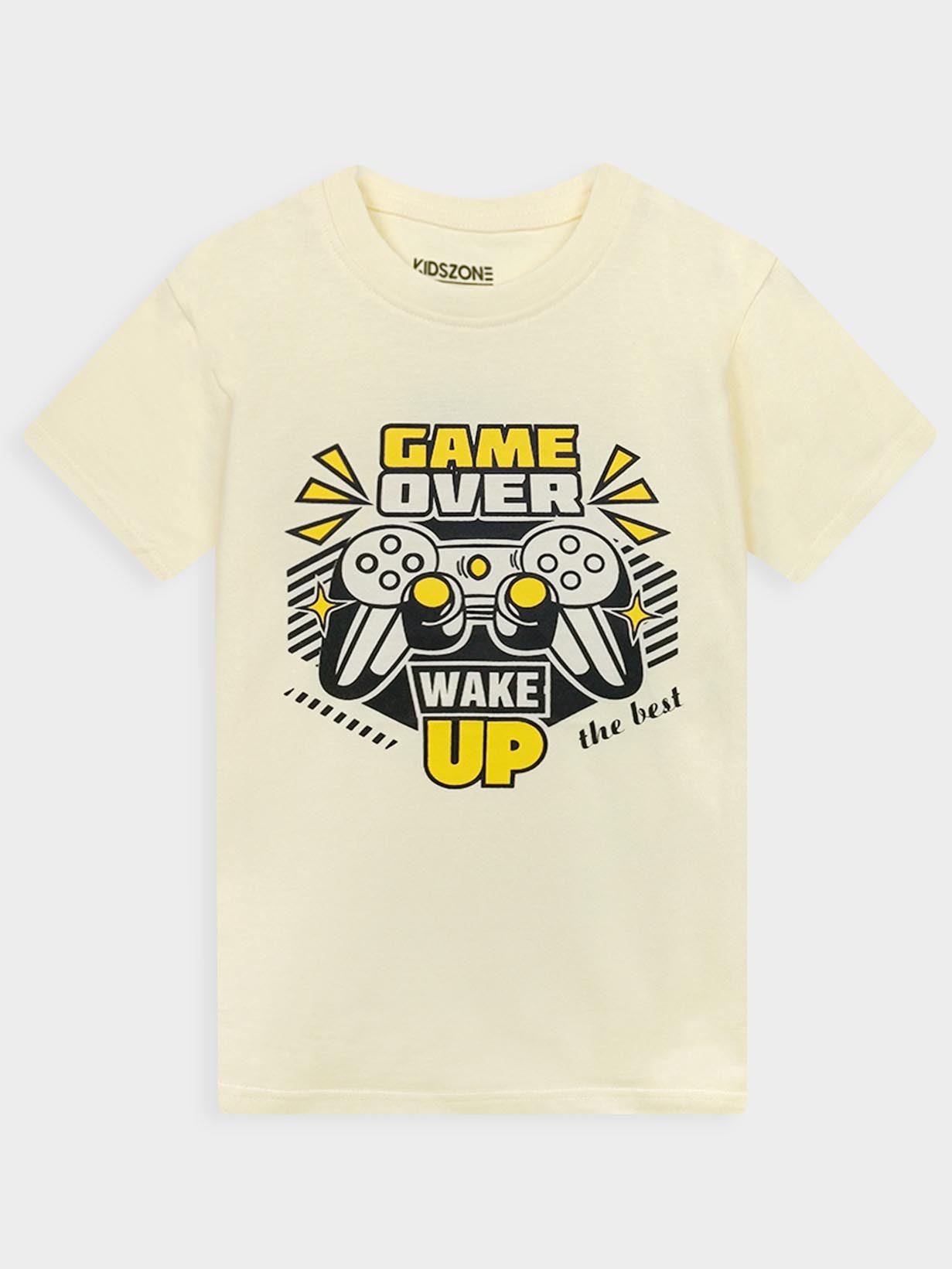 Boys Printed White T-Shirt