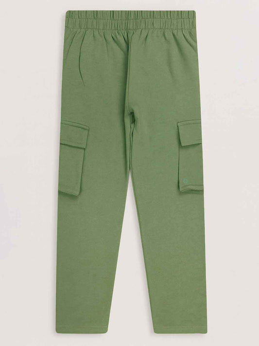 Boys Olive Cargo Track Pant