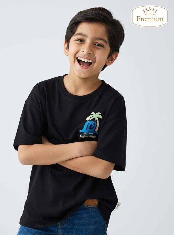 Boys Oversize Fit Black T-Shirt