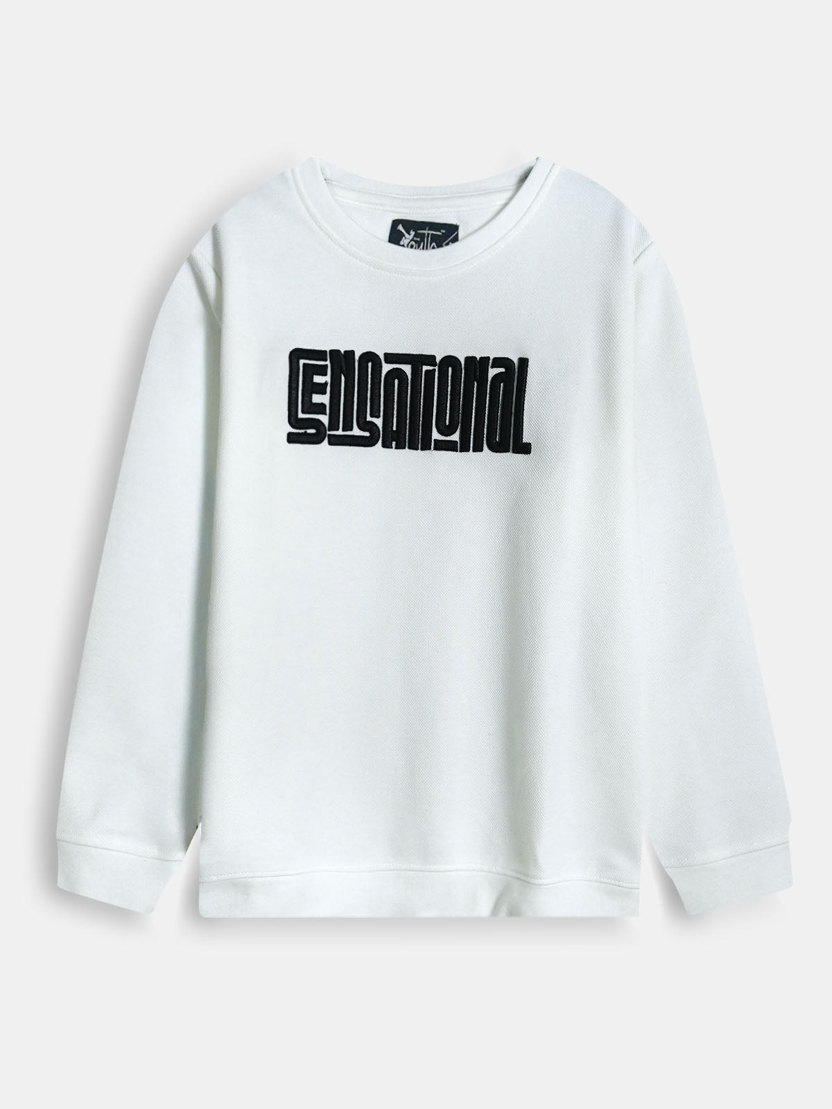 Boys Interlock White Pullover