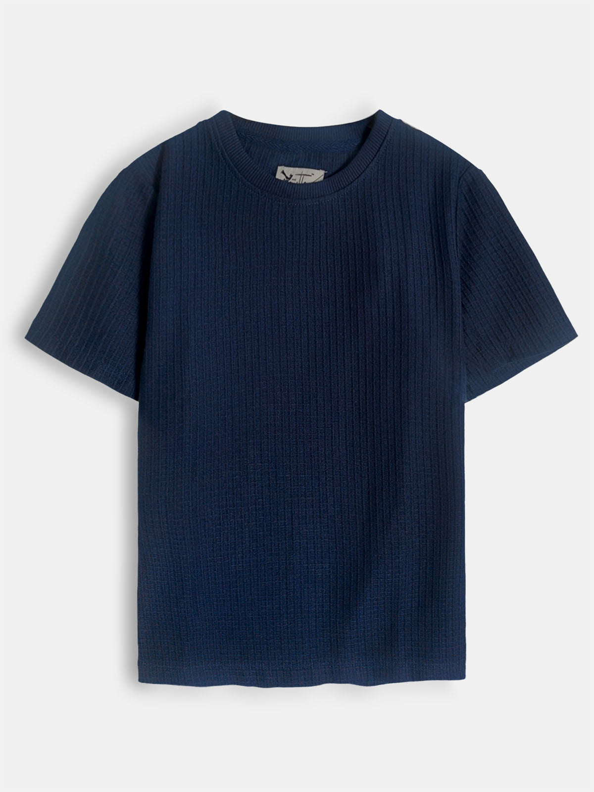 Boys Jacquard Navy S/S T-Shirt