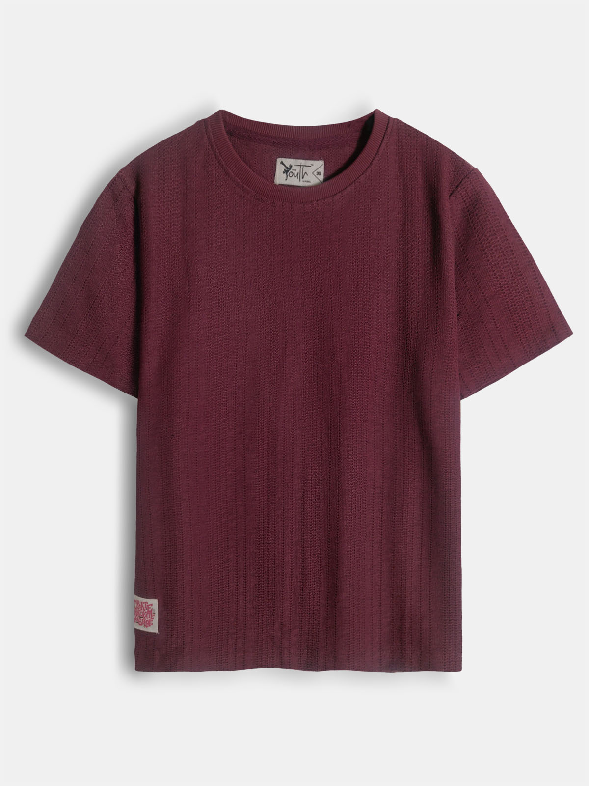 Boys Jacquard Maroon S/S T-Shirt