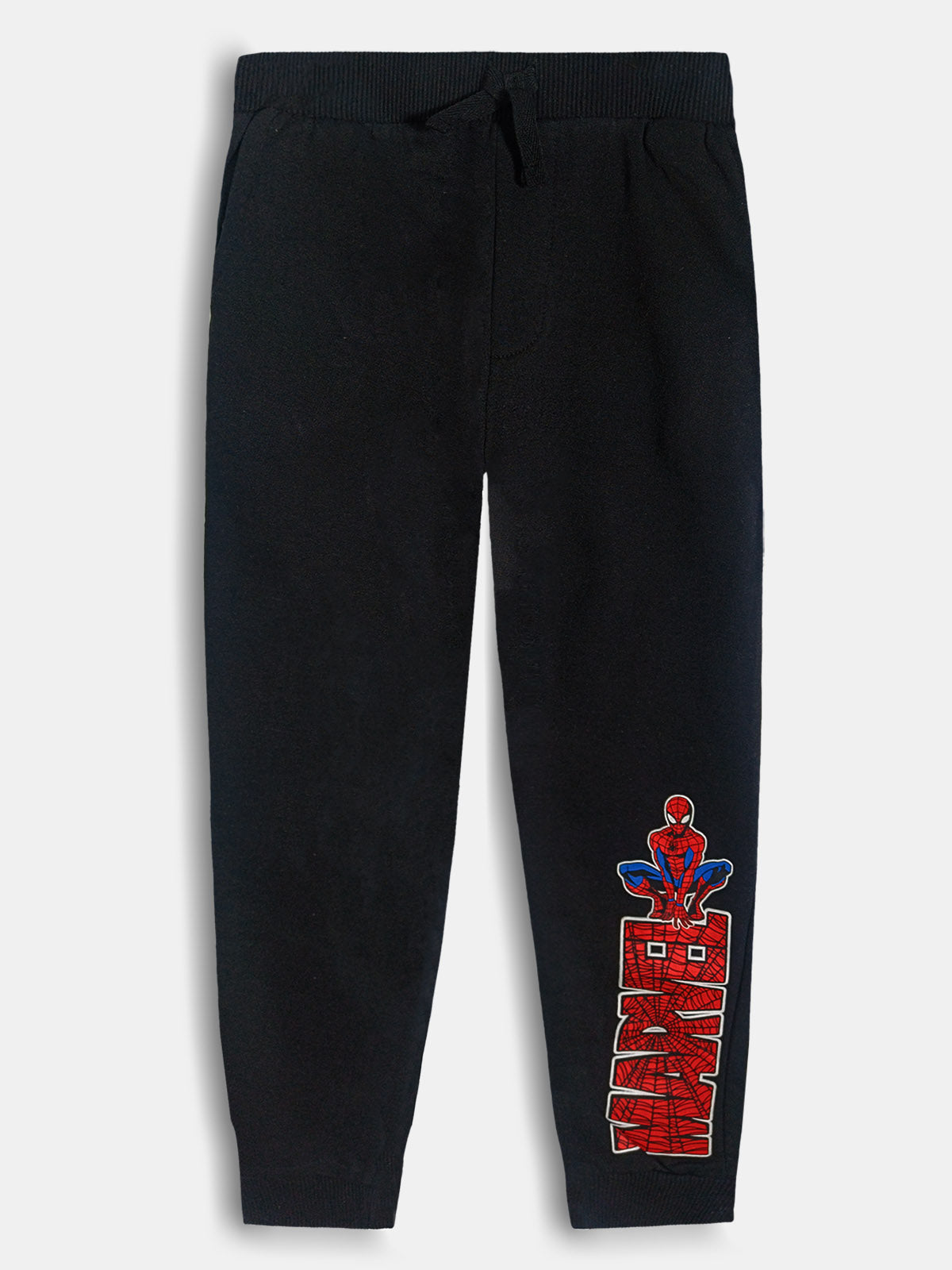 Boys Printed Fleece Black Joggers