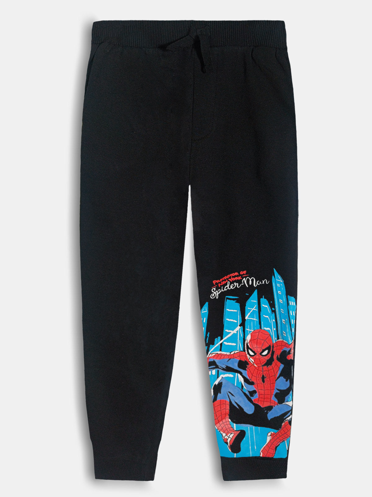 Boys Printed Fleece Black Joggers