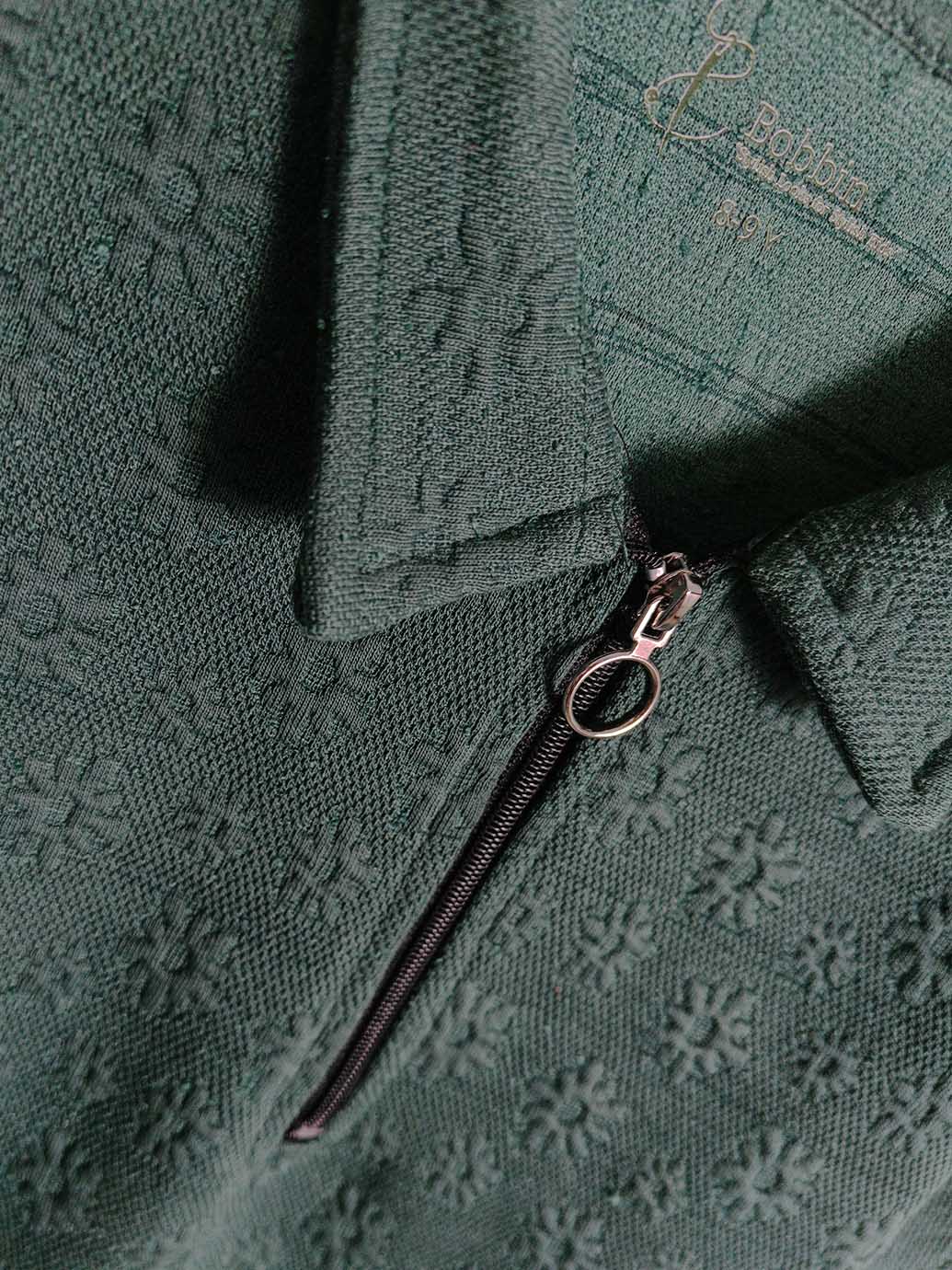 Boys Jacquard Green Polo