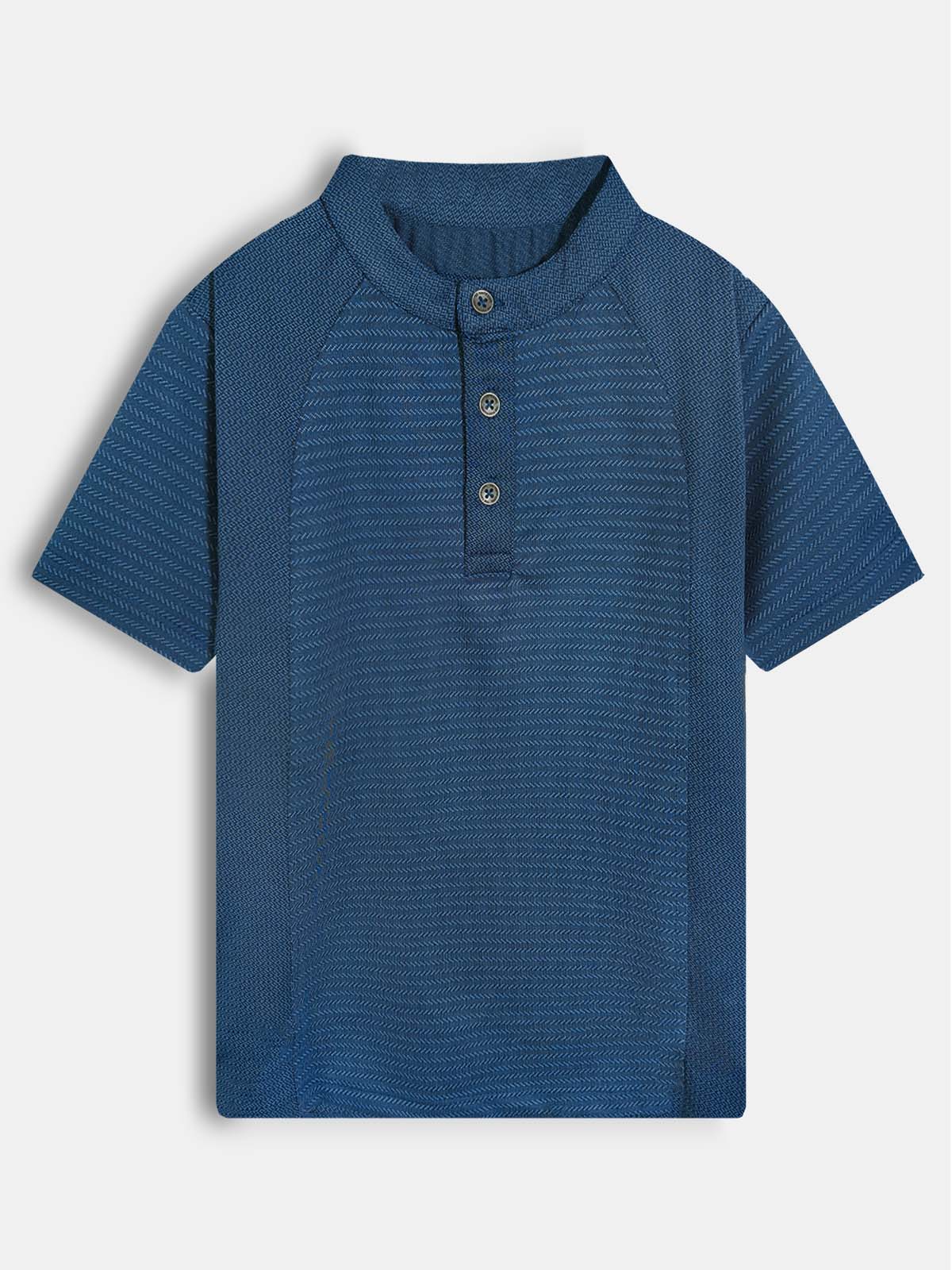Boys Henley Neck Navy T-Shirt