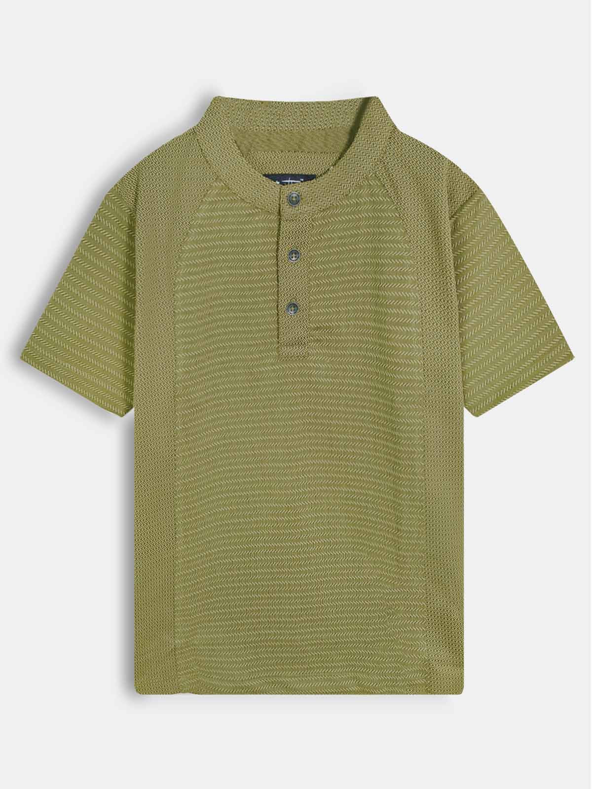 Boys Henley Neck Green T-Shirt