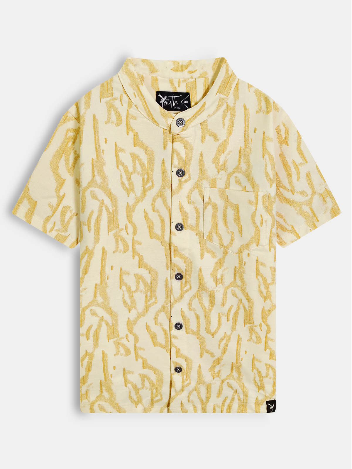 Boys Knit Chinese Collar Shirt Cream