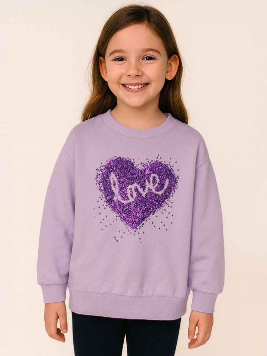 Girls Sequined Pullover Sweatshirt Purple
