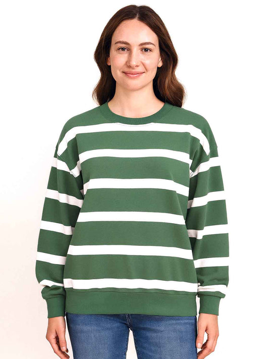 Ladies Striped Pullover Sweatshirt