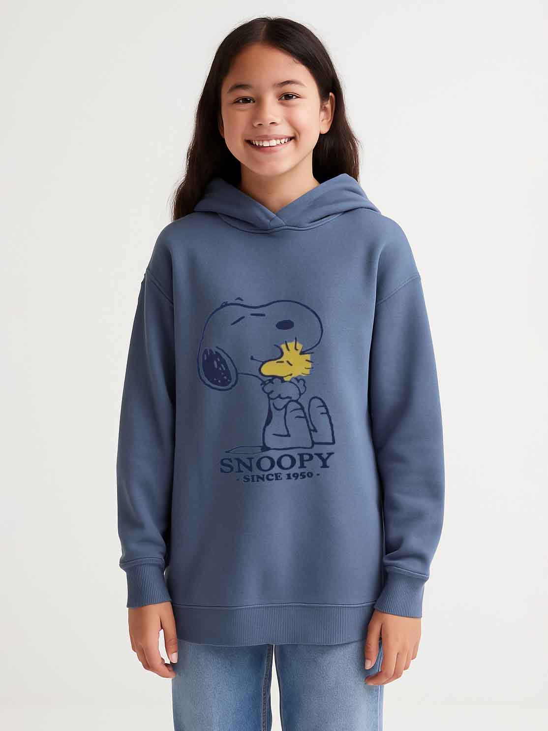 Girls Hooded Fleece Long Sweatshirt