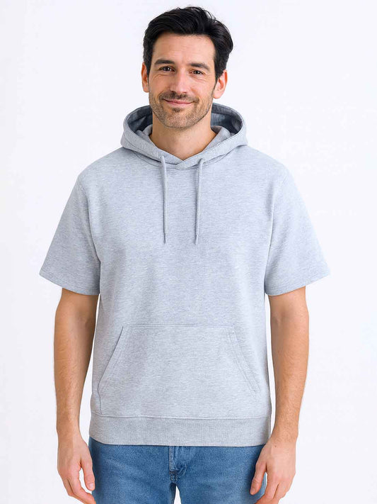 Mens French Terry Hooded Grey Sweatshirt