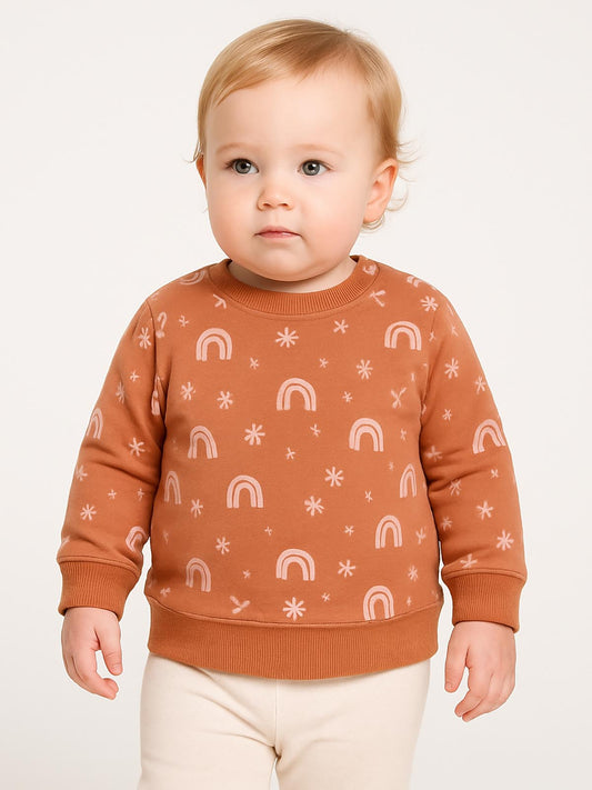 Baby Girls Light Orange Pullover Sweatshirt
