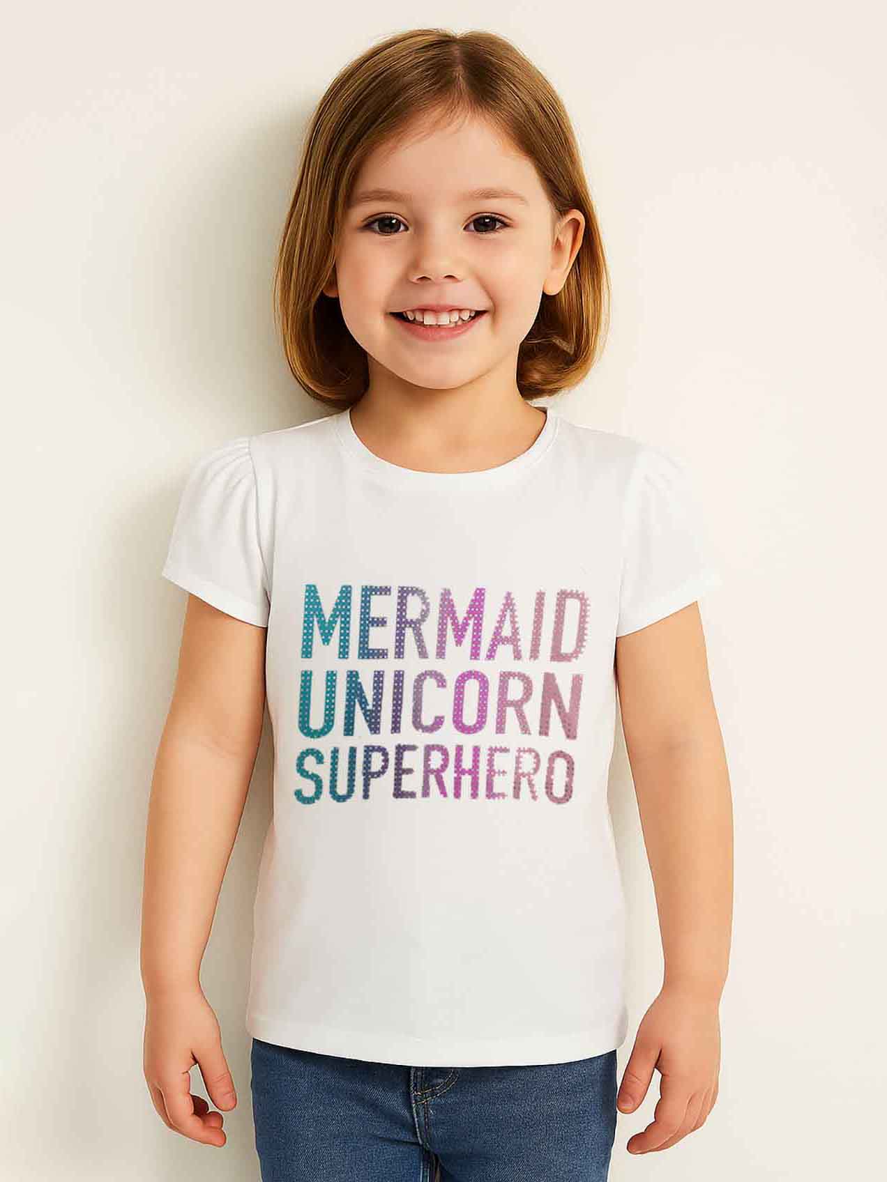 Girls Glitter Printed T Shirt