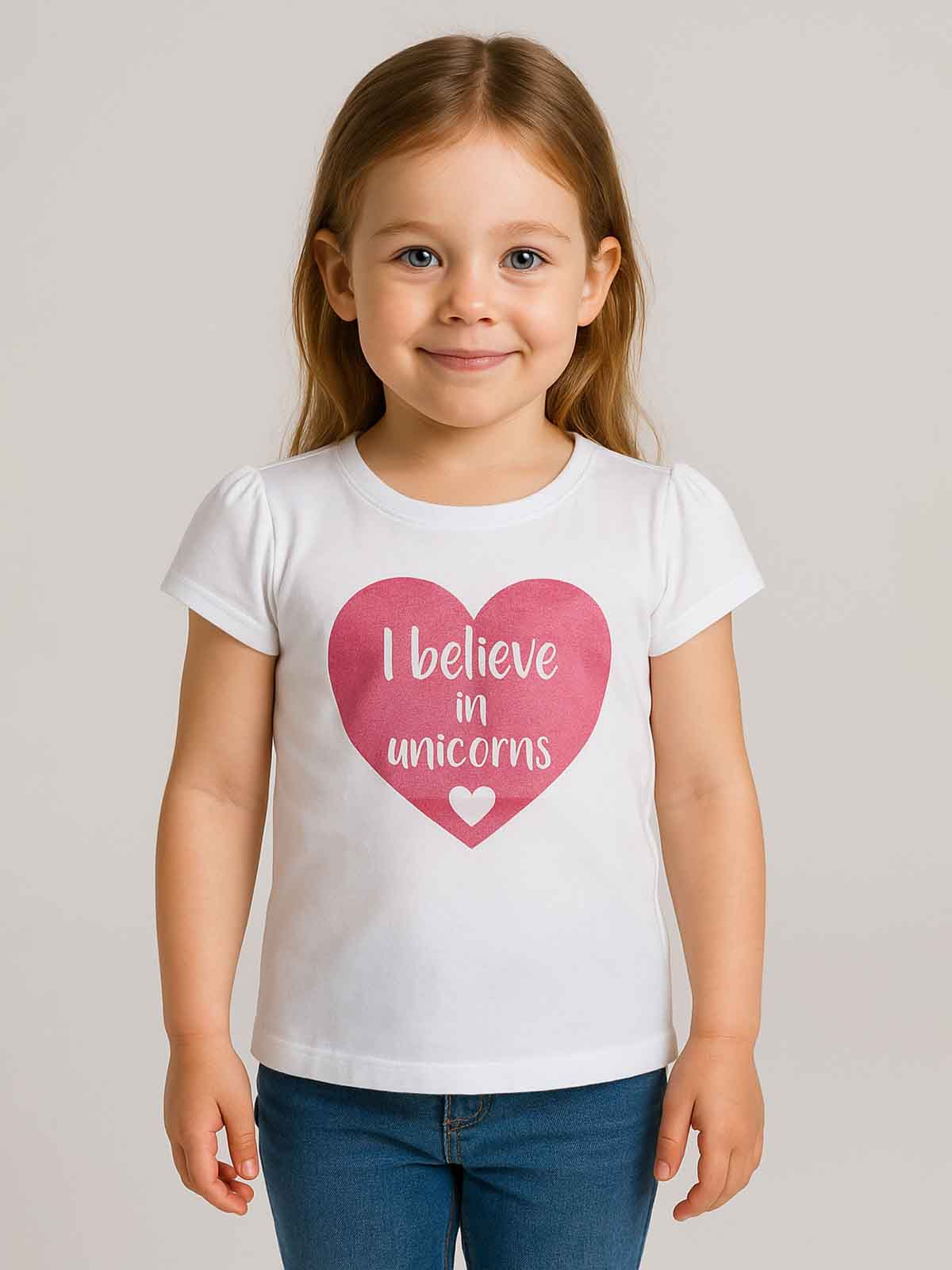 Girls Glitter Printed T Shirt