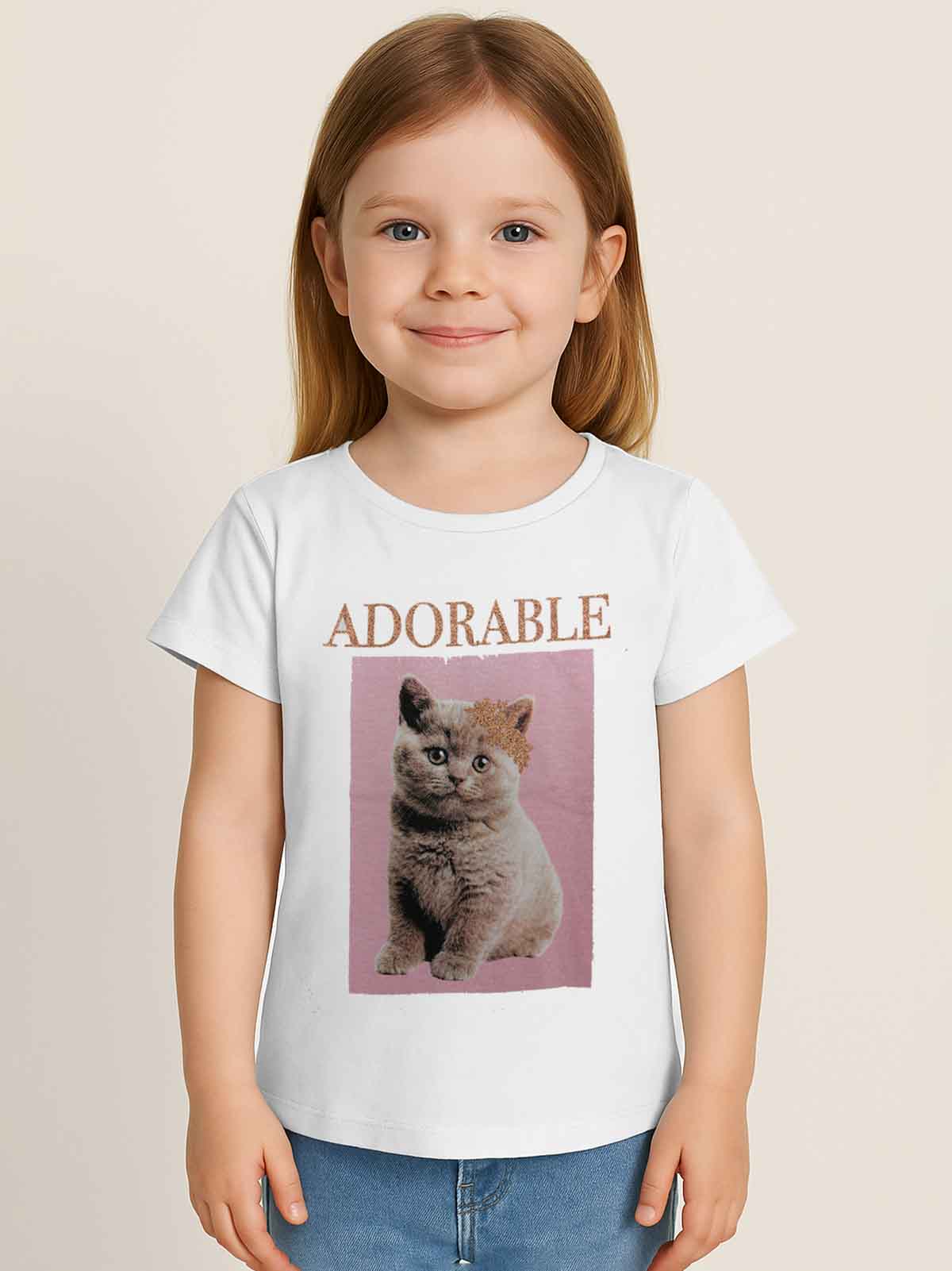 Girls Glitter Printed T Shirt