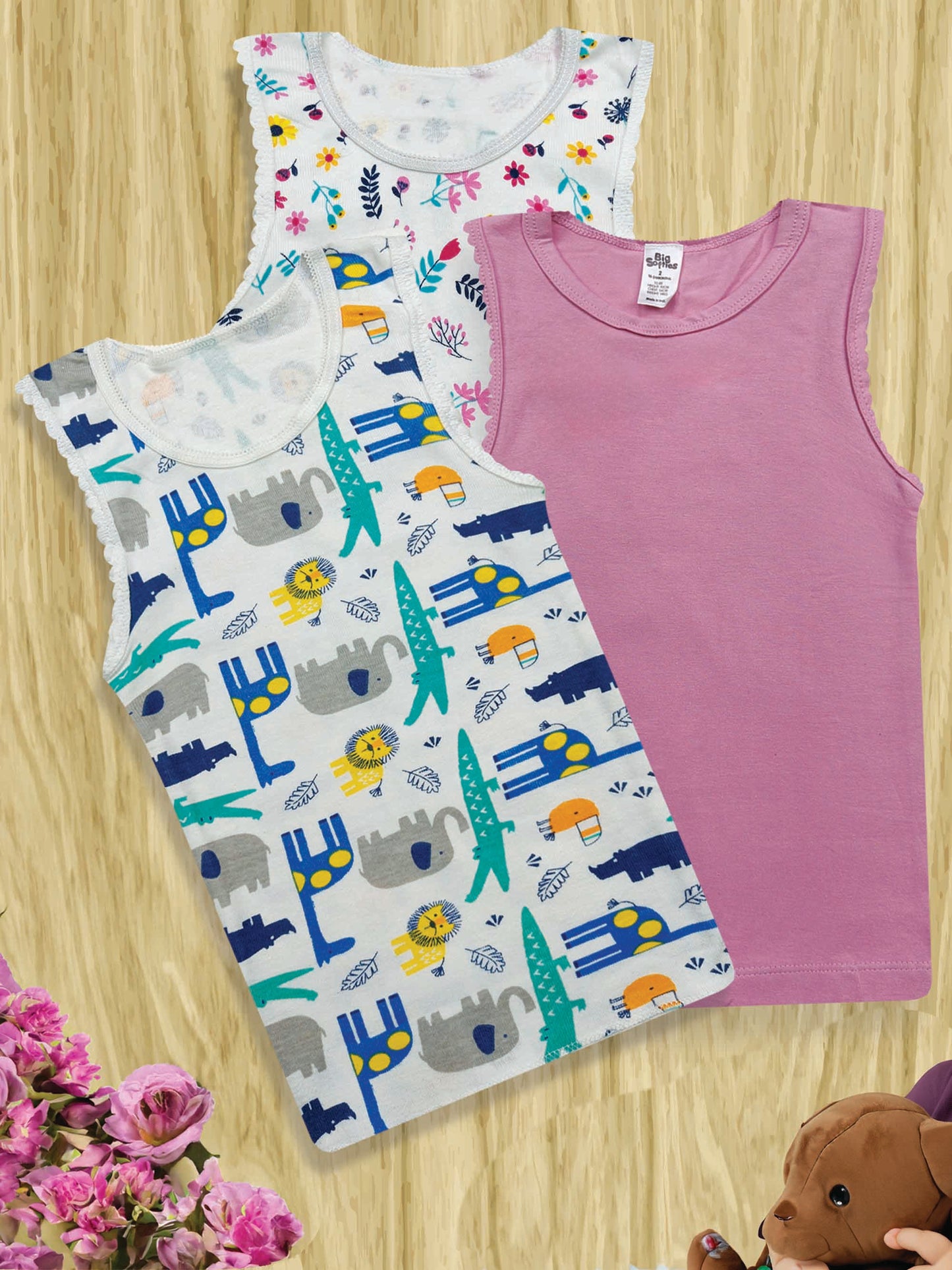 Baby Girls 3 Pack Vests