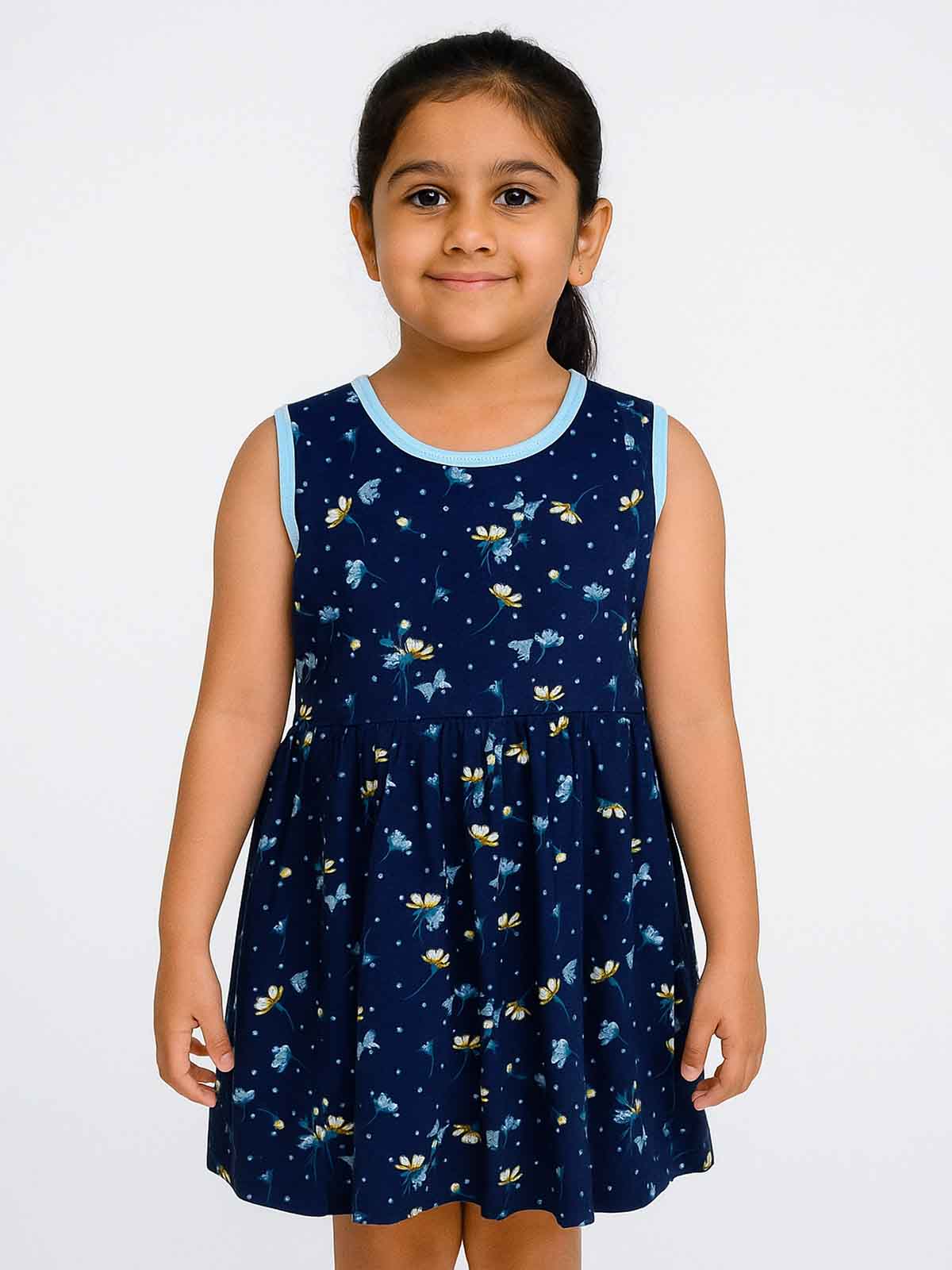Girls Navy Floral Dress
