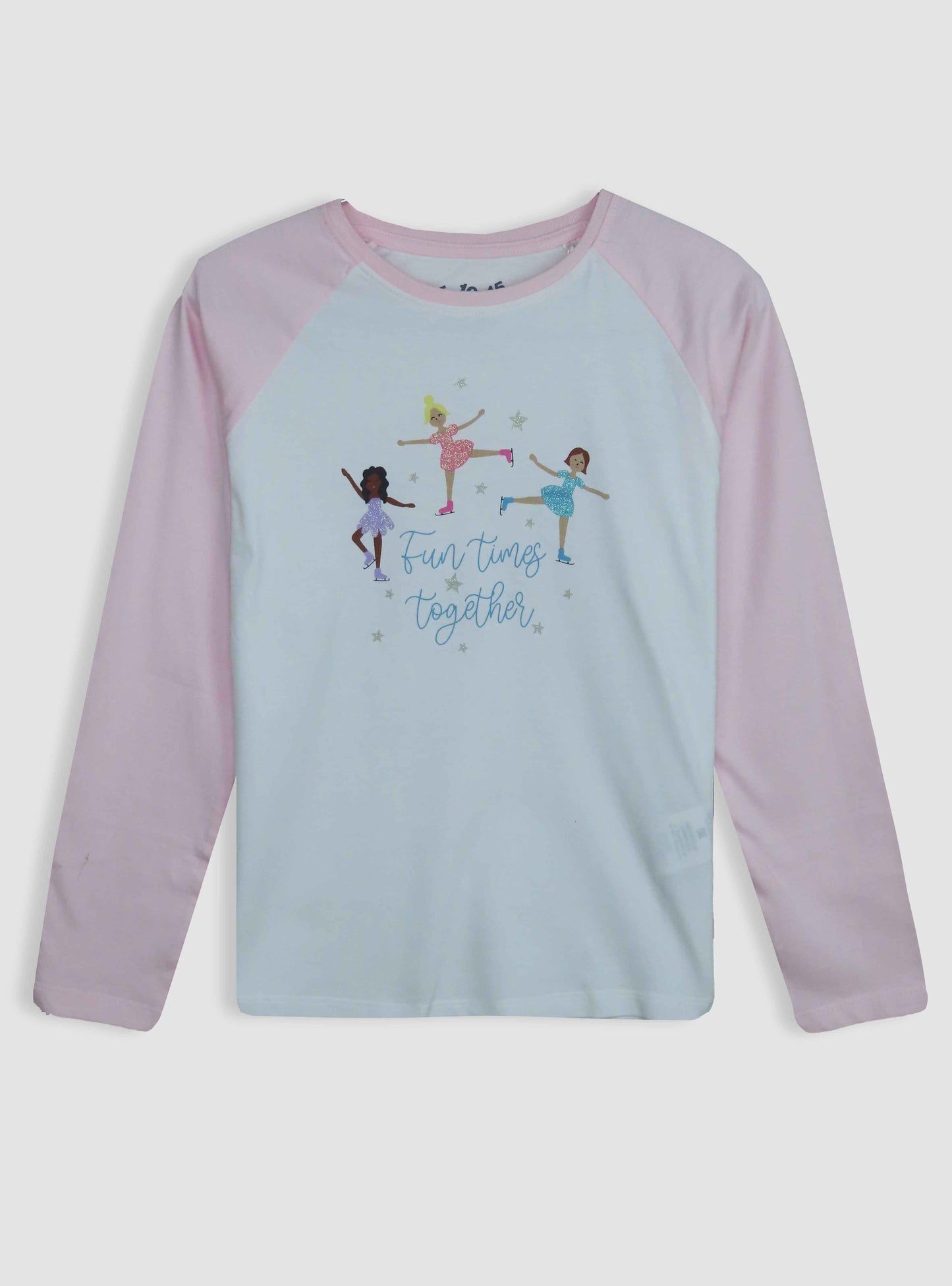 Girls Printed White Pyjama Set